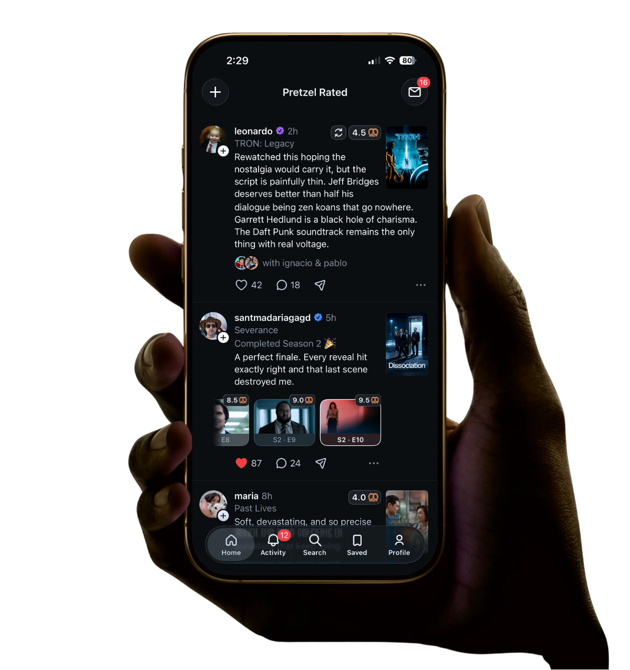 Pretzel Rated Instagram layout preview showing app screens and social review moments.